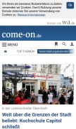 How come-on.de looks like on a mobile device such as an iPhone.