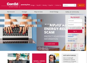 How comed.com looks like on a tablet such as an iPad.