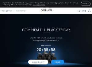 How comhem.com looks like on a tablet such as an iPad.