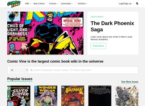How comicvine.com looks like on a tablet such as an iPad.