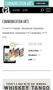 How commarts.com looks like on a mobile device such as an iPhone.