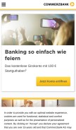 How commerzbank.de looks like on a mobile device such as an iPhone.