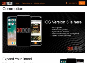 How commotion.com looks like on a tablet such as an iPad.