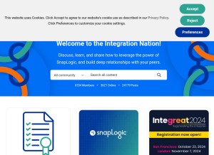 How community.snaplogic.com looks like on a tablet such as an iPad.