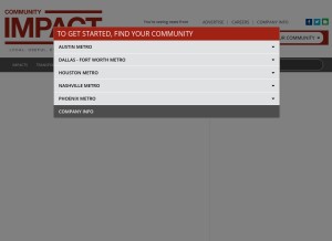 How communityimpact.com looks like on a tablet such as an iPad.