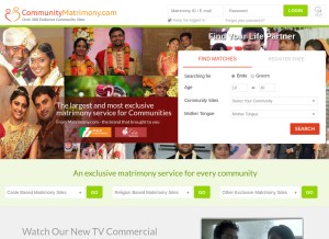 How communitymatrimony.com looks like on a tablet such as an iPad.