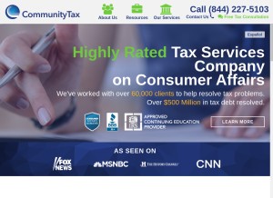 How communitytax.com looks like on a tablet such as an iPad.