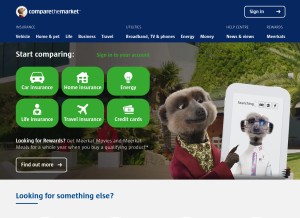 How comparethemarket.com looks like on a tablet such as an iPad.