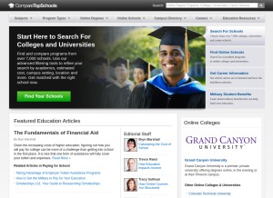 How comparetopschools.com looks like on a tablet such as an iPad.