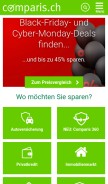 How comparis.ch looks like on a mobile device such as an iPhone.