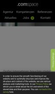 How comspace.de looks like on a mobile device such as an iPhone.