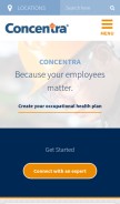 How concentra.com looks like on a mobile device such as an iPhone.