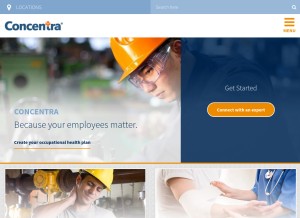 How concentra.com looks like on a tablet such as an iPad.