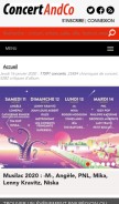 How concertandco.com looks like on a mobile device such as an iPhone.