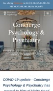 How conciergepsychology.com looks like on a mobile device such as an iPhone.