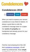 How condolencemessages.net looks like on a mobile device such as an iPhone.