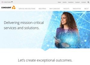How conduent.com looks like on a tablet such as an iPad.