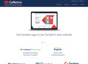How conetrix.com looks like on a tablet such as an iPad.