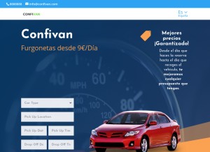 How confivan.com looks like on a tablet such as an iPad.