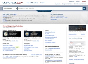 How congress.gov looks like on a tablet such as an iPad.