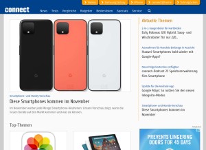 How connect.de looks like on a tablet such as an iPad.