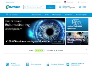 How conrad.nl looks like on a tablet such as an iPad.