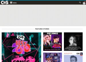 How consequenceofsound.net looks like on a tablet such as an iPad.