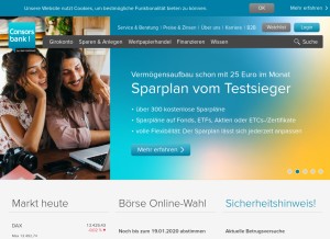 How consorsbank.de looks like on a tablet such as an iPad.