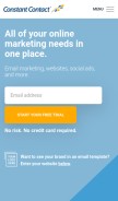 How constantcontact.com looks like on a mobile device such as an iPhone.