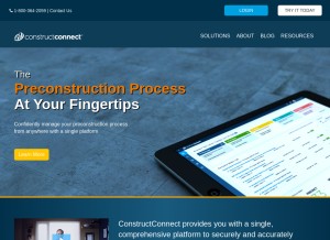 How constructconnect.com looks like on a tablet such as an iPad.