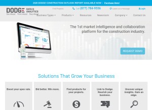 How construction.com looks like on a tablet such as an iPad.