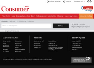 How consumer.es looks like on a tablet such as an iPad.