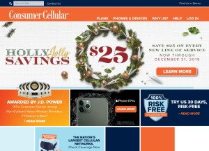How consumercellular.com looks like on a tablet such as an iPad.