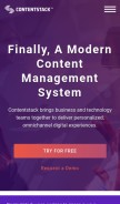 How contentstack.io looks like on a mobile device such as an iPhone.