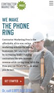 How contractormarketingpros.com looks like on a mobile device such as an iPhone.