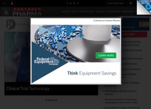 How contractpharma.com looks like on a tablet such as an iPad.