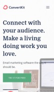 How convertkit.com looks like on a mobile device such as an iPhone.