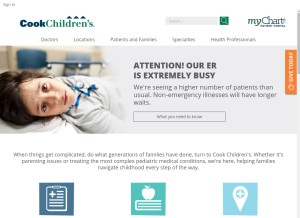 How cookchildrens.org looks like on a tablet such as an iPad.
