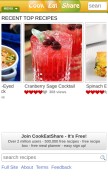 How cookeatshare.com looks like on a mobile device such as an iPhone.