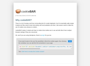 How cookie-bar.eu looks like on a tablet such as an iPad.