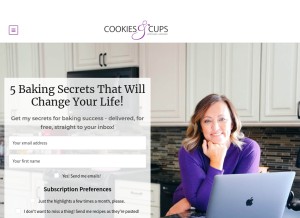 How cookiesandcups.com looks like on a tablet such as an iPad.