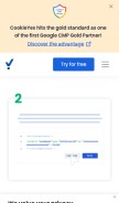 How cookieyes.com looks like on a mobile device such as an iPhone.