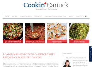 How cookincanuck.com looks like on a tablet such as an iPad.