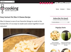 How cookingwithjanica.com looks like on a tablet such as an iPad.