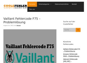 How coolefehler.de looks like on a tablet such as an iPad.
