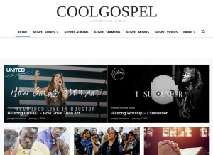 How coolgospel.com looks like on a tablet such as an iPad.