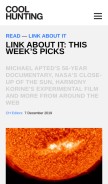 How coolhunting.com looks like on a mobile device such as an iPhone.