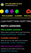How coolmath.com looks like on a mobile device such as an iPhone.
