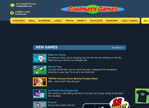 How coolmathgames.com looks like on a tablet such as an iPad.
