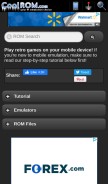 How coolrom.com looks like on a mobile device such as an iPhone.